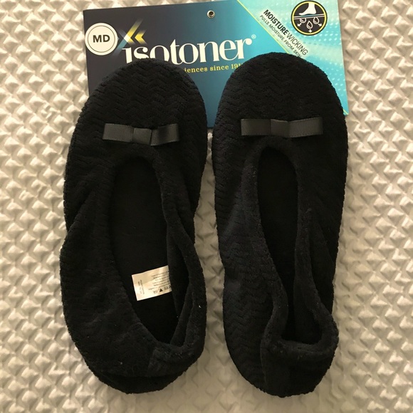 Isotoner Black Ballet Slippers with Tuxedo Box